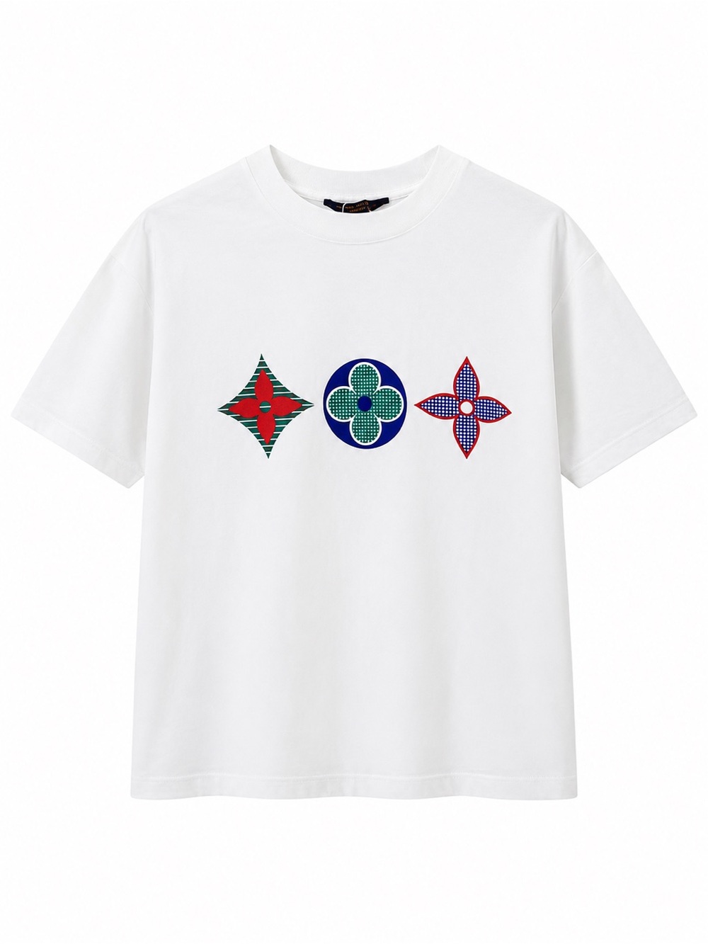 Louis Vuitton White Tee with Red, Green & Blue Motifs